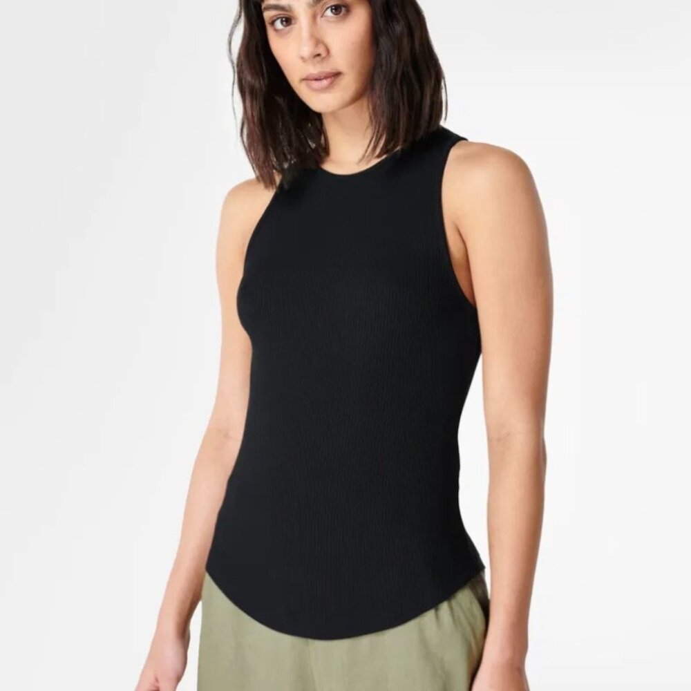 Sweaty Betty Harper Rib Tank Top Black Size 8 Athleisure Activewear